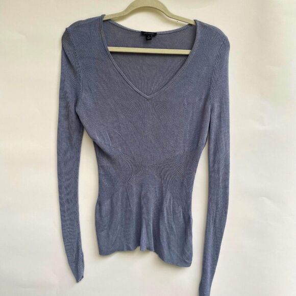 ANN TAYLOR Ribbed Long Sleeve Fitted Sweater Top S - Picture 1 of 7